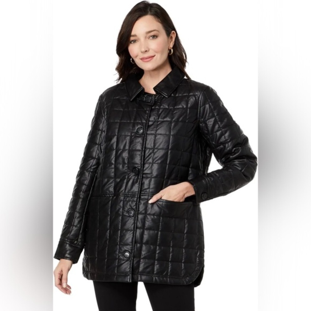 Sam Edelman Quilted Jacket shacket Faux Leather Size Small
